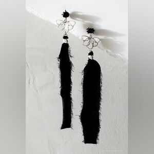 NWT Free People Black Ribbon Lulu Dangles Earrings